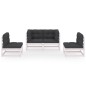 vidaXL Muebles de jardín 4 piezas con cojines de madera de pino maciza vidaXL Muebles de jardín 4 piezas con cojines de madera de pino maciza
