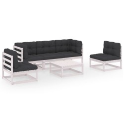 vidaXL Muebles de jardín 6 piezas con cojines de madera de pino maciza