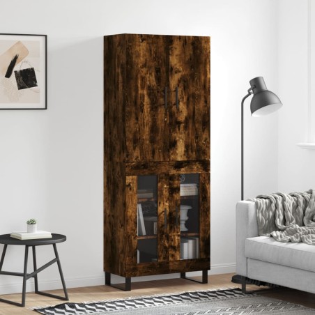 vidaXL Aparador alto madera contrachapada roble ahumado 69,5x34x180 cm