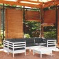 vidaXL Muebles de jardín 7 pzas con cojines blanco madera de pino vidaXL Muebles de jardín 7 pzas con cojines blanco madera de pino