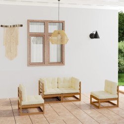 vidaXL Juego de muebles de jardín 4 pzas y cojines madera pino maciza