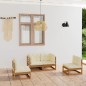 vidaXL Juego de muebles de jardín 4 pzas y cojines madera pino maciza