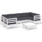 vidaXL Muebles de jardín 7 pzas con cojines blanco madera de pino vidaXL Muebles de jardín 7 pzas con cojines blanco madera de pino