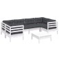 vidaXL Muebles de jardín 7 pzas con cojines blanco madera de pino vidaXL Muebles de jardín 7 pzas con cojines blanco madera de pino