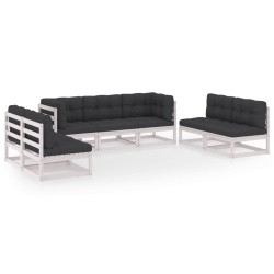 vidaXL Juego de muebles de jardín 7 pzas y cojines madera pino maciza