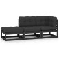 vidaXL Juego de muebles de jardín 3 pzas y cojines madera pino maciza
