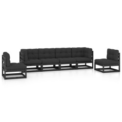 vidaXL Juego de muebles de jardín 6 pzas y cojines madera pino maciza