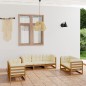 vidaXL Juego de muebles de jardín 7 pzas y cojines madera pino maciza