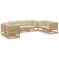 vidaXL Juego de muebles de jardín 7 pzas y cojines madera pino maciza