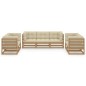 vidaXL Juego de muebles de jardín 7 pzas y cojines madera pino maciza