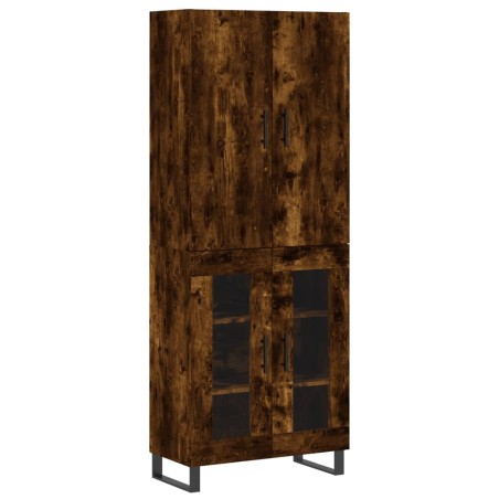 vidaXL Aparador alto madera contrachapada roble ahumado 69,5x34x180 cm
