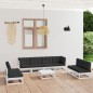vidaXL Juego de muebles de jardín 9 pzas y cojines madera pino maciza vidaXL Juego de muebles de jardín 9 pzas y cojines madera pino maciza