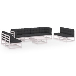 vidaXL Juego de muebles de jardín 9 pzas y cojines madera pino maciza