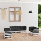 vidaXL Juego de muebles de jardín 7 pzas y cojines madera pino maciza vidaXL Juego de muebles de jardín 7 pzas y cojines madera pino maciza