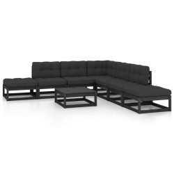 vidaXL Juego de muebles de jardín 8 pzas y cojines madera pino maciza