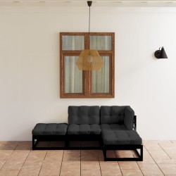 vidaXL Juego de muebles de jardín 4 pzas y cojines madera pino maciza