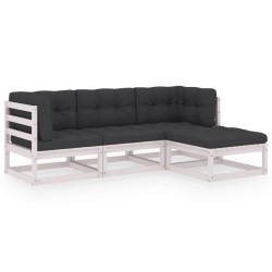 vidaXL Juego de muebles de jardín 4 pzas y cojines madera pino maciza