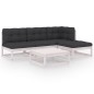 vidaXL Juego de muebles de jardín 5 pzas y cojines madera pino maciza vidaXL Juego de muebles de jardín 5 pzas y cojines madera pino maciza