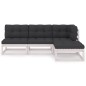 vidaXL Juego de muebles de jardín 4 pzas y cojines madera pino maciza vidaXL Juego de muebles de jardín 4 pzas y cojines madera pino maciza