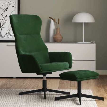 vidaXL Sillón de relax con reposapiés terciopelo verde oscuro