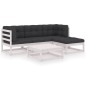 vidaXL Juego de muebles de jardín 5 pzas y cojines madera pino maciza vidaXL Juego de muebles de jardín 5 pzas y cojines madera pino maciza