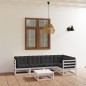vidaXL Muebles de jardín 6 piezas con cojines de madera de pino maciza vidaXL Muebles de jardín 6 piezas con cojines de madera de pino maciza