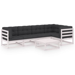 vidaXL Muebles de jardín 6 piezas con cojines de madera de pino maciza