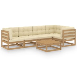 vidaXL Muebles de jardín 6 piezas con cojines de madera de pino maciza