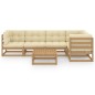 vidaXL Muebles de jardín 6 piezas con cojines de madera de pino maciza vidaXL Muebles de jardín 6 piezas con cojines de madera de pino maciza