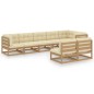 vidaXL Muebles de jardín 8 pzas y cojines madera maciza pino