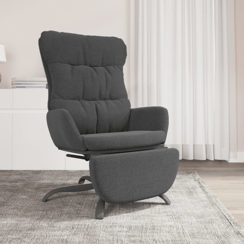 vidaXL Sillón de relax con reposapiés tela gris oscuro