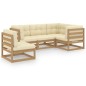 vidaXL Juego de muebles de jardín 5 pzas y cojines madera pino maciza vidaXL Juego de muebles de jardín 5 pzas y cojines madera pino maciza