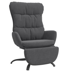 vidaXL Sillón de relax con reposapiés tela gris oscuro