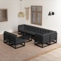 vidaXL Juego de muebles de jardín 9 pzas y cojines madera maciza pino vidaXL Juego de muebles de jardín 9 pzas y cojines madera maciza pino