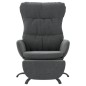 vidaXL Sillón de relax con reposapiés tela gris oscuro