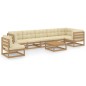 vidaXL Muebles de jardín 8 pzas y cojines madera maciza pino vidaXL Muebles de jardín 8 pzas y cojines madera maciza pino