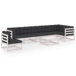 vidaXL Muebles de jardín 8 pzas y cojines madera maciza pino
