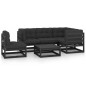 vidaXL Juego de muebles de jardín 6 pzas y cojines madera pino maciza vidaXL Juego de muebles de jardín 6 pzas y cojines madera pino maciza