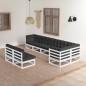 vidaXL Muebles de jardín 8 pzas y cojines madera maciza pino
