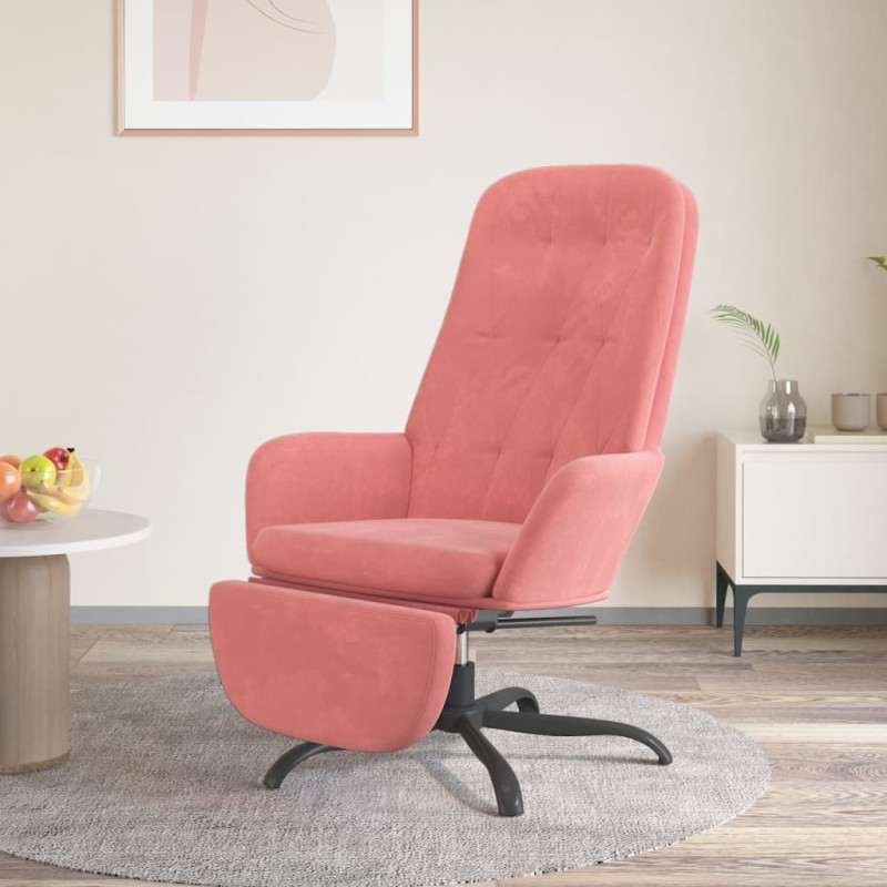 vidaXL Sillón de relax con reposapiés terciopelo rosa vidaXL Sillón de relax con reposapiés terciopelo rosa