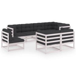 vidaXL Muebles de jardín 8 pzas y cojines madera maciza pino