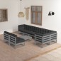 vidaXL Juego de muebles de jardín 9 pzas y cojines madera maciza pino vidaXL Juego de muebles de jardín 9 pzas y cojines madera maciza pino