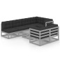 vidaXL Muebles de jardín 8 pzas y cojines madera maciza pino vidaXL Muebles de jardín 8 pzas y cojines madera maciza pino