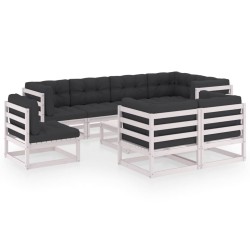 vidaXL Juego de muebles de jardín 9 pzas y cojines madera maciza pino