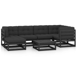 vidaXL Juego de muebles de jardín 7 pzas y cojines madera maciza pino