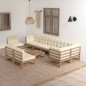 vidaXL Juego de muebles de jardín 10 pzas y cojines madera maciza pino vidaXL Juego de muebles de jardín 10 pzas y cojines madera maciza pino