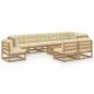 vidaXL Juego de muebles de jardín 10 pzas y cojines madera maciza pino vidaXL Juego de muebles de jardín 10 pzas y cojines madera maciza pino