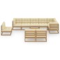 vidaXL Juego de muebles de jardín 10 pzas y cojines madera maciza pino vidaXL Juego de muebles de jardín 10 pzas y cojines madera maciza pino