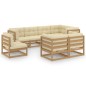 vidaXL Muebles de jardín 8 pzas y cojines madera maciza pino