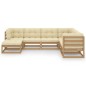 vidaXL Juego de muebles de jardín 7 pzas y cojines madera maciza pino